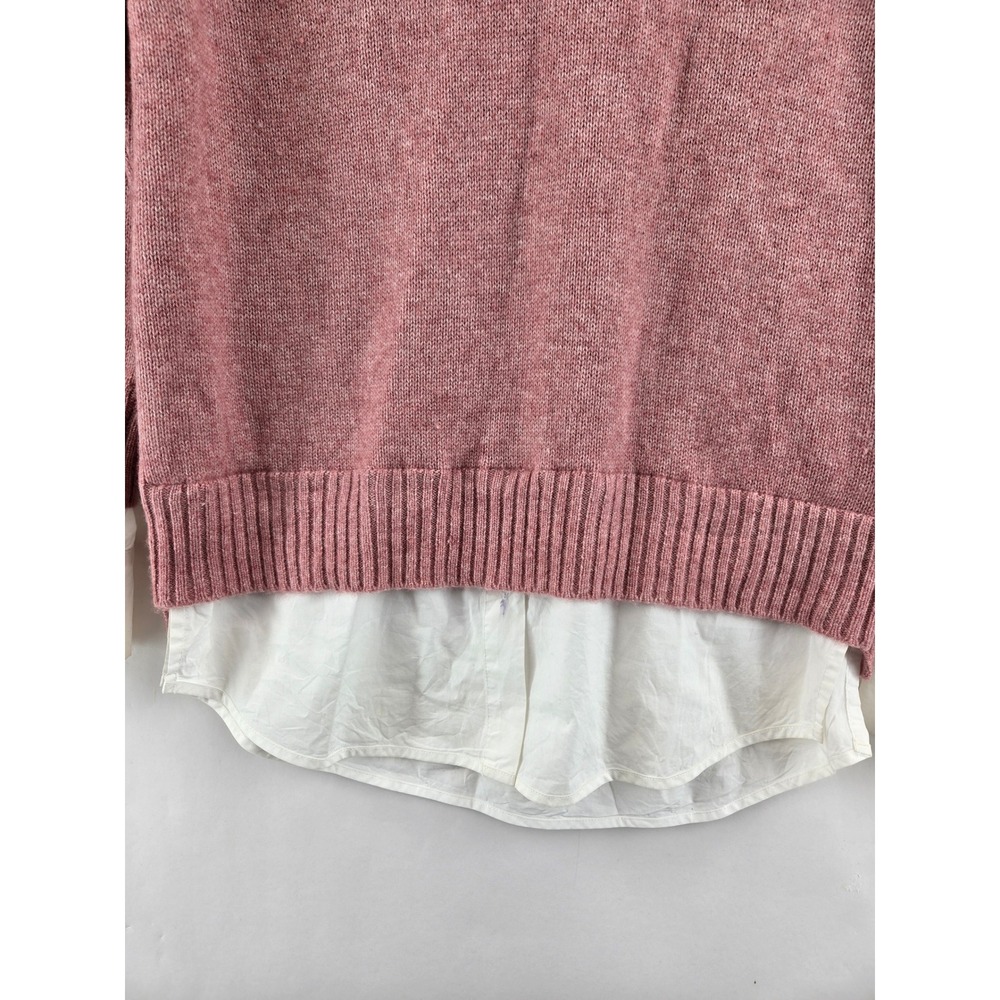 Brochu Walker Pink Wool Cashmere Layered Look Sweater Womens Medium Quiet Luxury - Picture 4 of 14